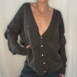 Vintage Gray Button-Up Sweater